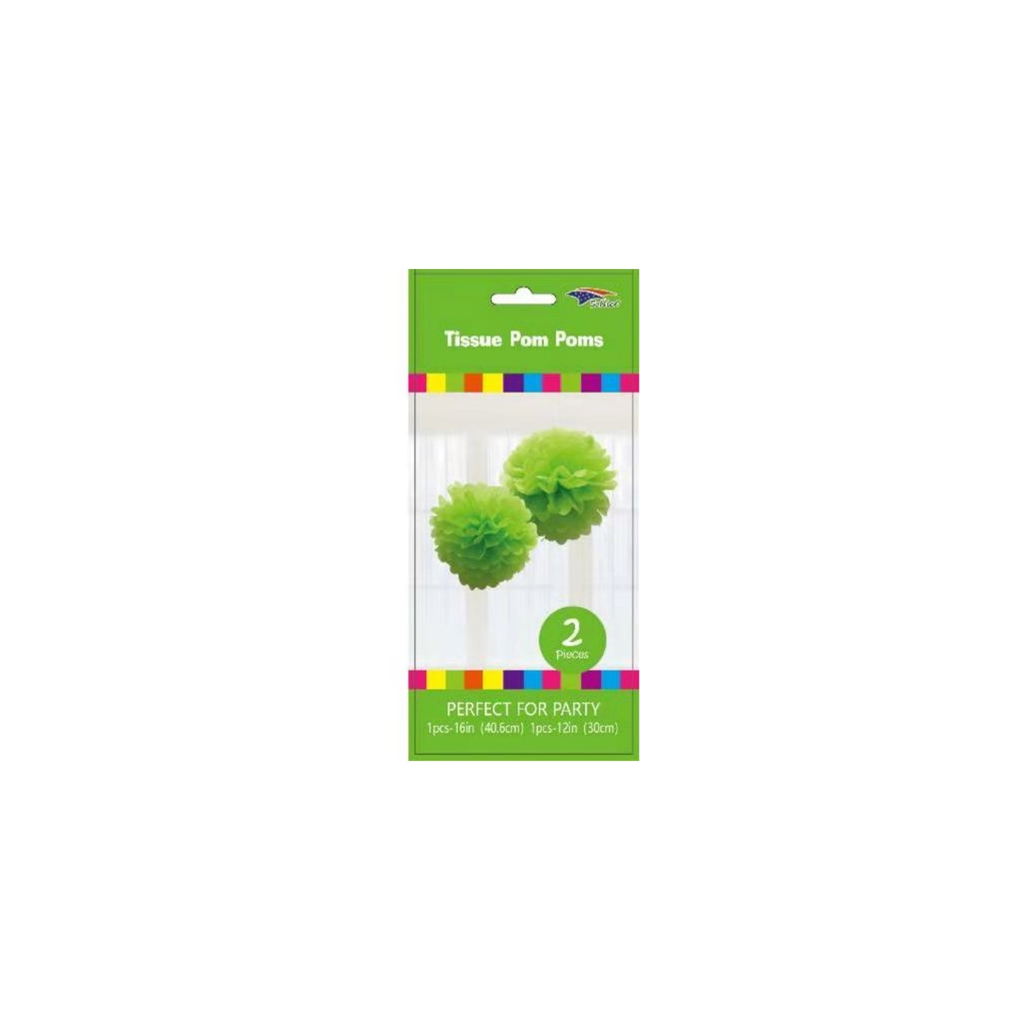 12'+16" Pom Poms Set Lime Green 120Set/Cs